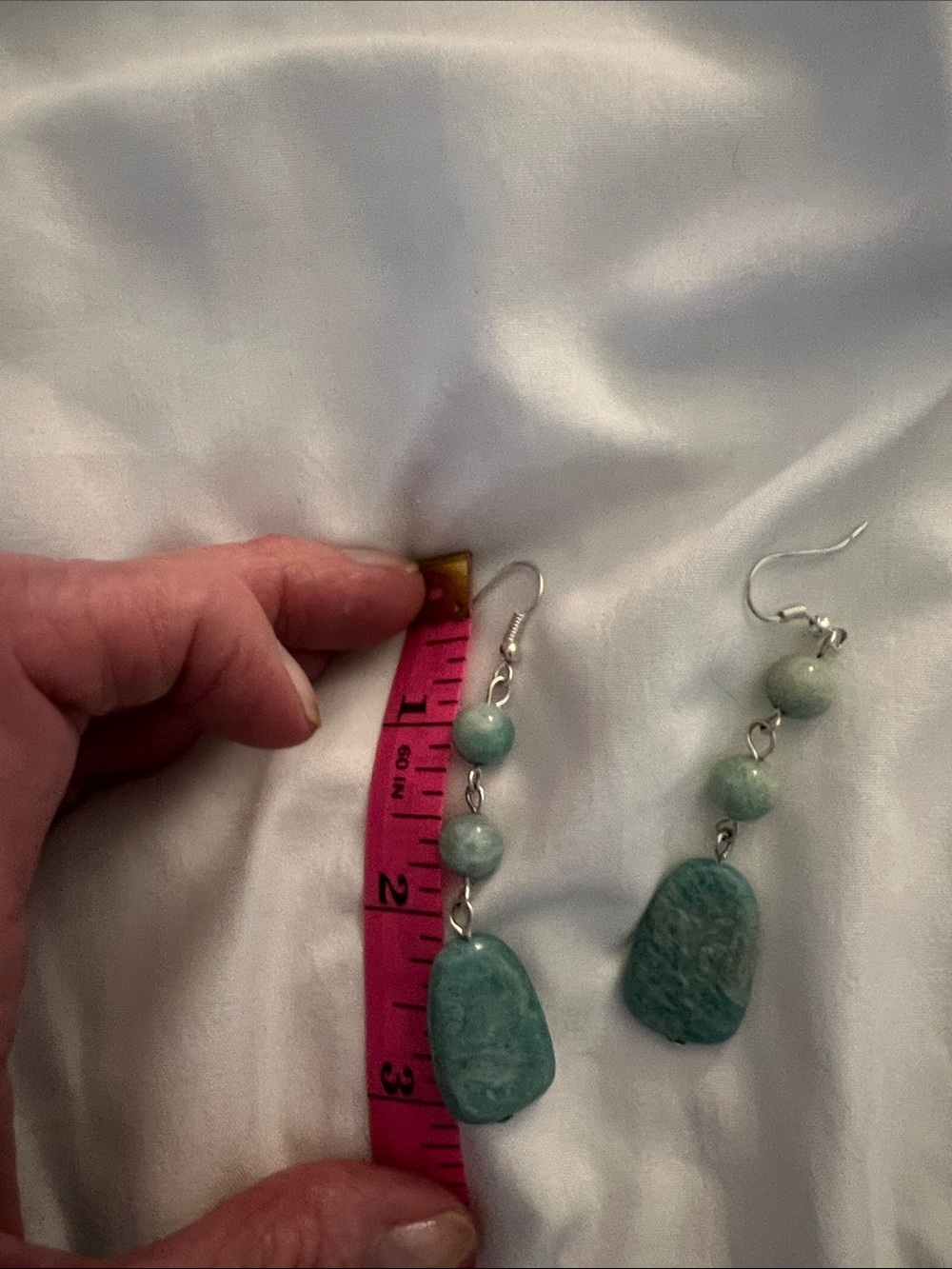 POL Teal-Green Beaded Drop Earrings - Picture 2 of 3